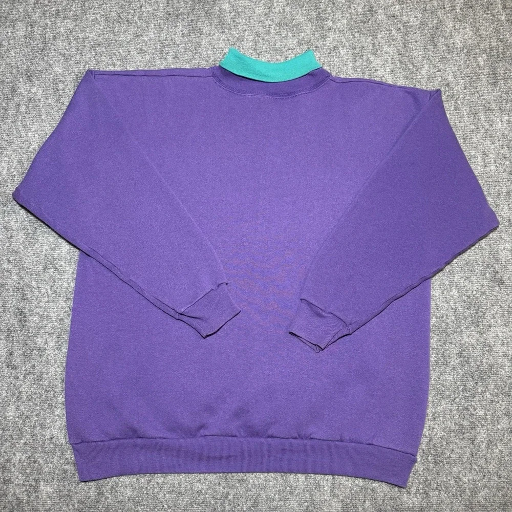 98' LSJ Sportwear Grandma Turtleneck Pullover Dog Puppies Purple Cotton Grove XL